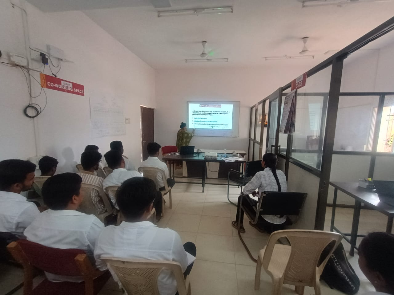 Students attending a Single Line Diagram (SLD) technical training session at SSPMCOE